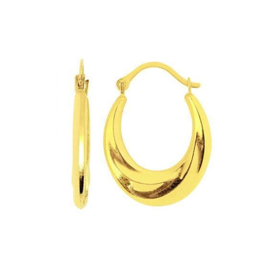 14K Gold Polished Oval Back to Back Hoop Earring - Warwick Jewelers