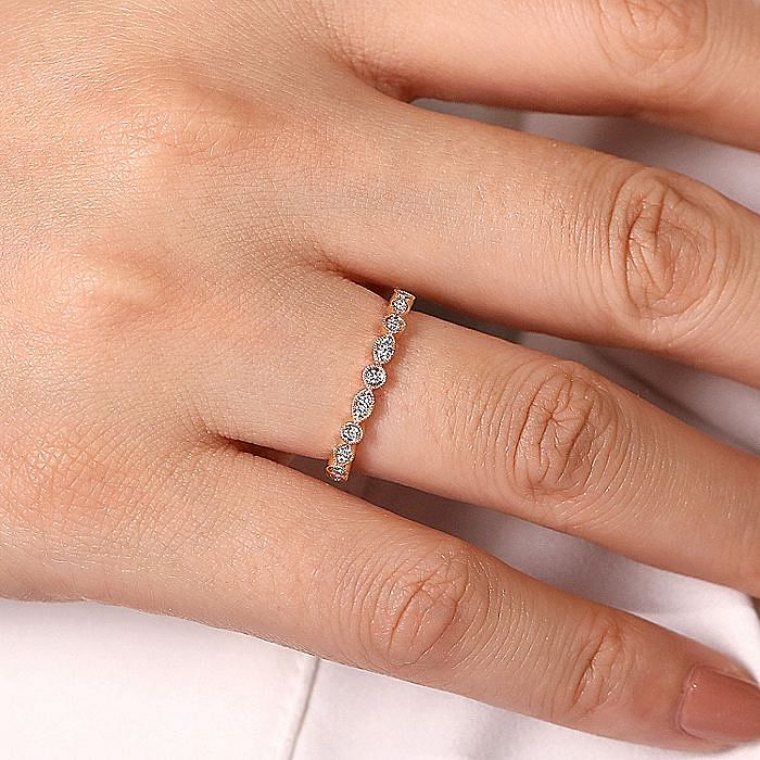 14K Rose Gold Marquise and Round Station Diamond Ring - Warwick Jewelers