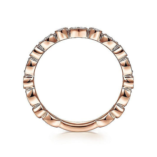 14K Rose Gold Marquise and Round Station Diamond Ring - Warwick Jewelers