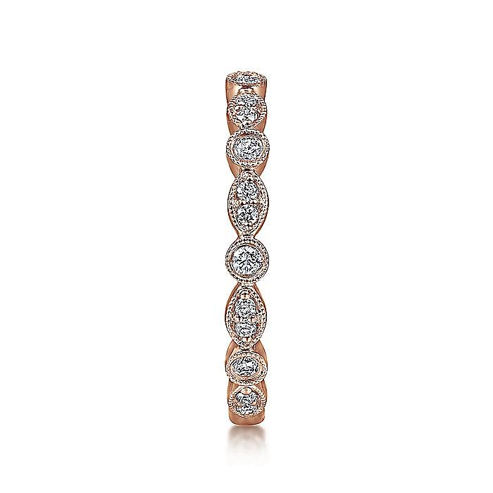 14K Rose Gold Marquise and Round Station Diamond Ring - Warwick Jewelers