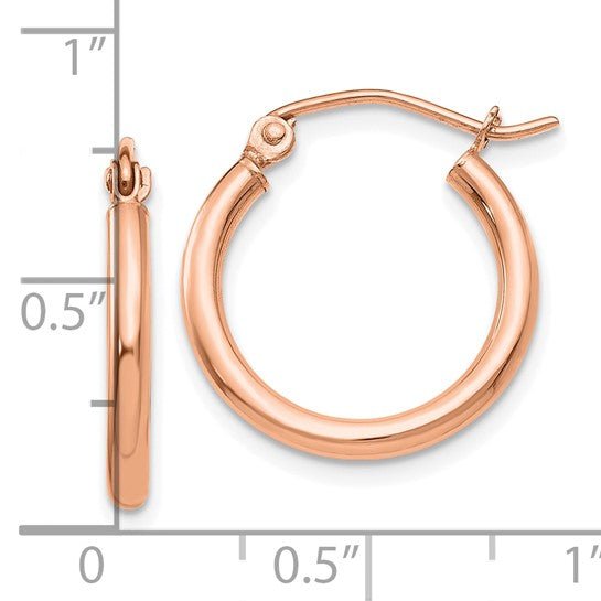 14K Rose Gold Polished Lightweight Tube Hoop Earrings - Warwick Jewelers