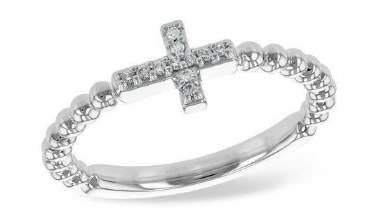 14k Two Toned Diamond Cross Rope Ring - Warwick Jewelers