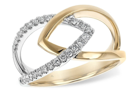 14K White and Yellow Gold Free Form Diamond Fashion Ring - Warwick Jewelers