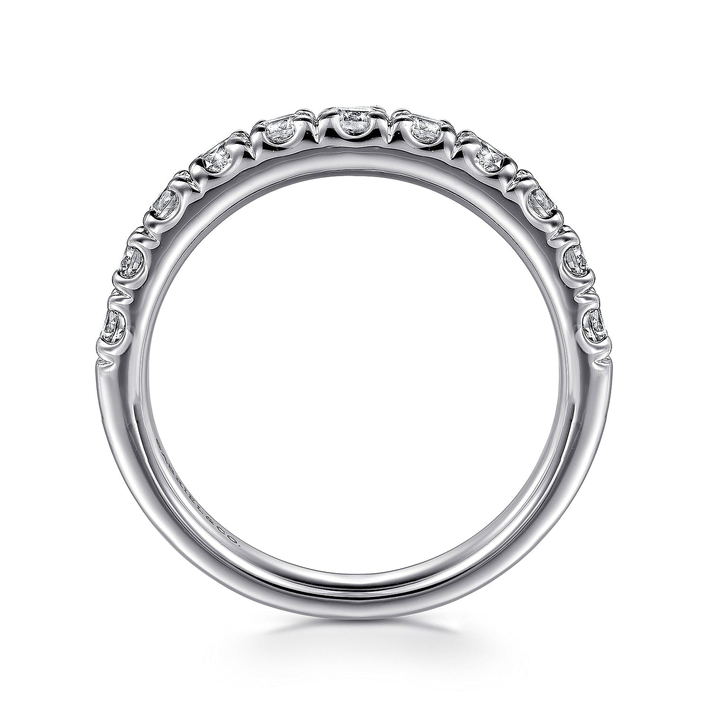 14K White Gold 11 Stone French Pave Diamond Wedding Band - Warwick Jewelers