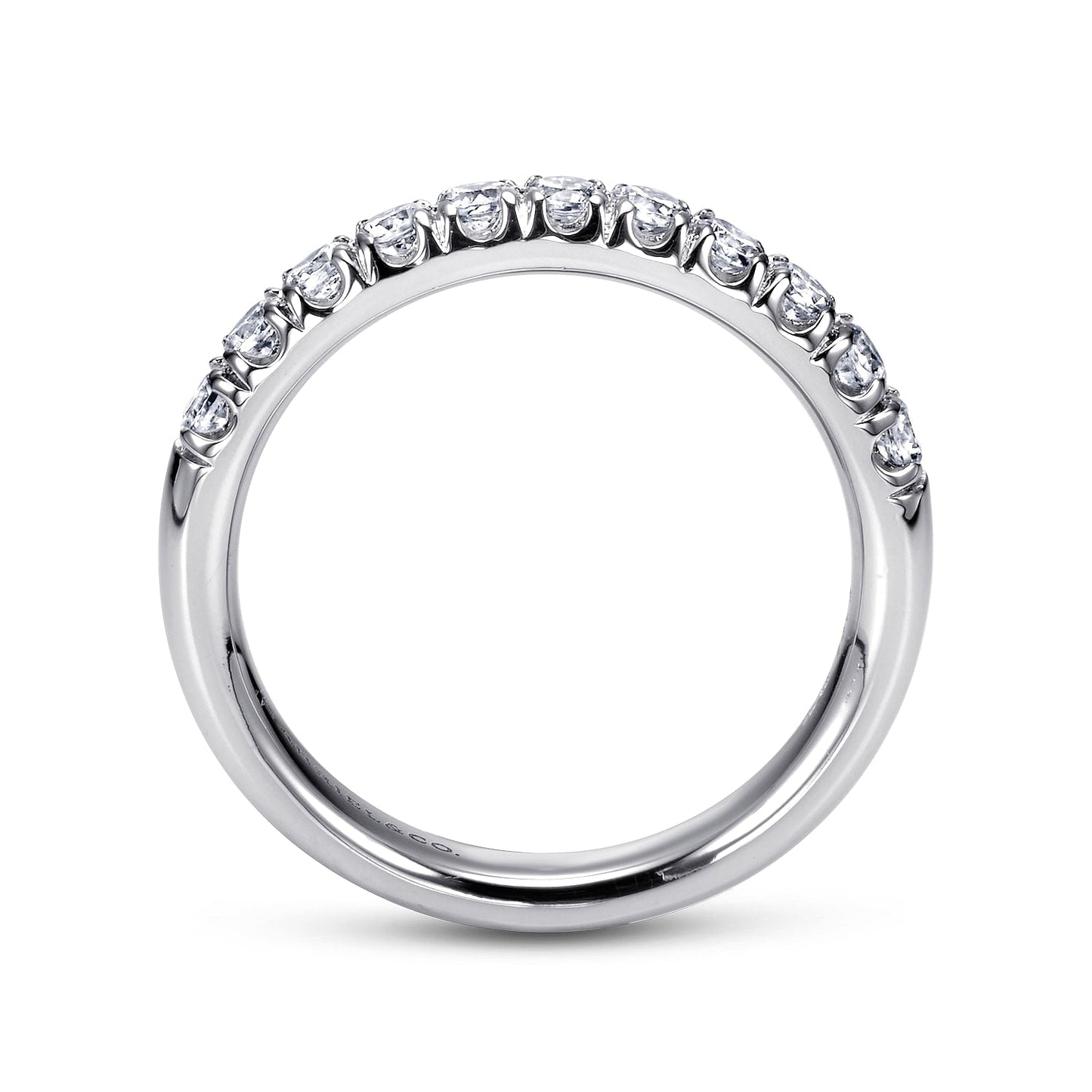 14K White Gold 11 Stone French Pave Diamond Wedding Band - Warwick Jewelers