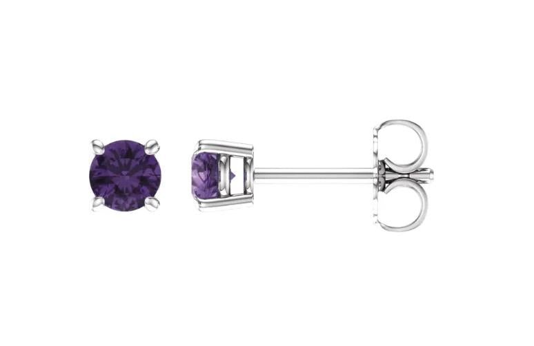 14K White Gold Amethyst Studs - Warwick Jewelers