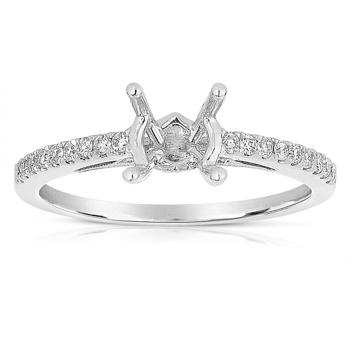 14k White Gold Cathedral Style Engagement Ring - Warwick Jewelers