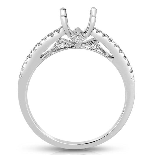 14k White Gold Cathedral Style Engagement Ring - Warwick Jewelers