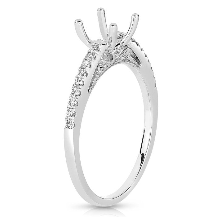 14k White Gold Cathedral Style Engagement Ring - Warwick Jewelers