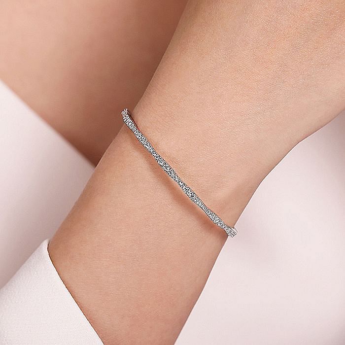 14K White Gold Diamond Bangle - Warwick Jewelers