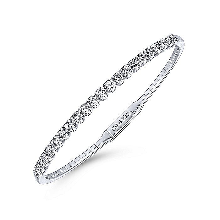 14K White Gold Diamond Bangle - Warwick Jewelers