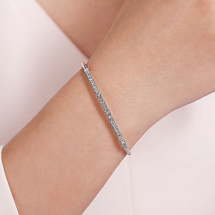 14K White Gold Diamond Bangle - Warwick Jewelers