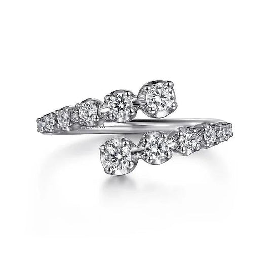 14K White Gold Diamond Bypass Ring - Warwick Jewelers