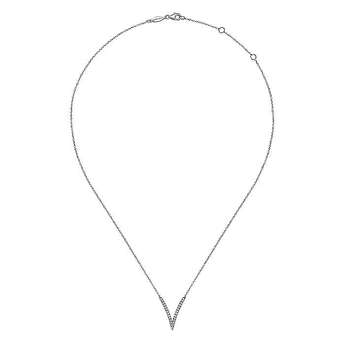 14K White Gold Diamond Chevron Necklace - Warwick Jewelers