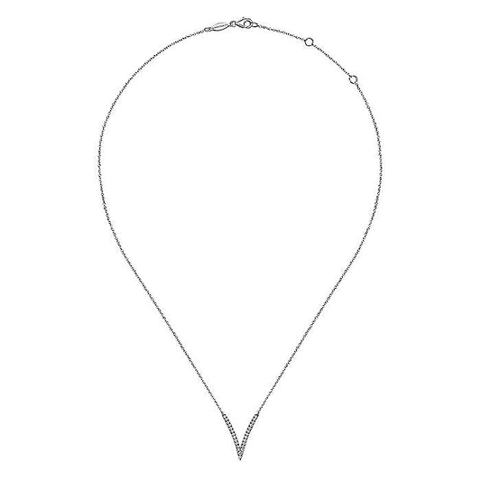 14K White Gold Diamond Chevron Necklace - Warwick Jewelers