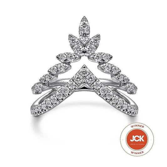 14K White Gold Diamond Chevron Ring - Warwick Jewelers