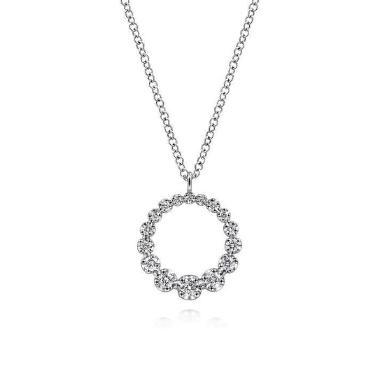 14K White Gold Diamond Circle Pendant Necklace - Warwick Jewelers