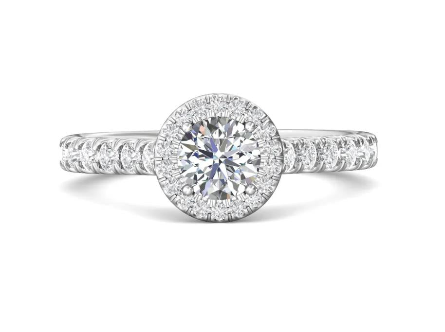 14k White Gold Diamond Halo Engagement Ring - Warwick Jewelers