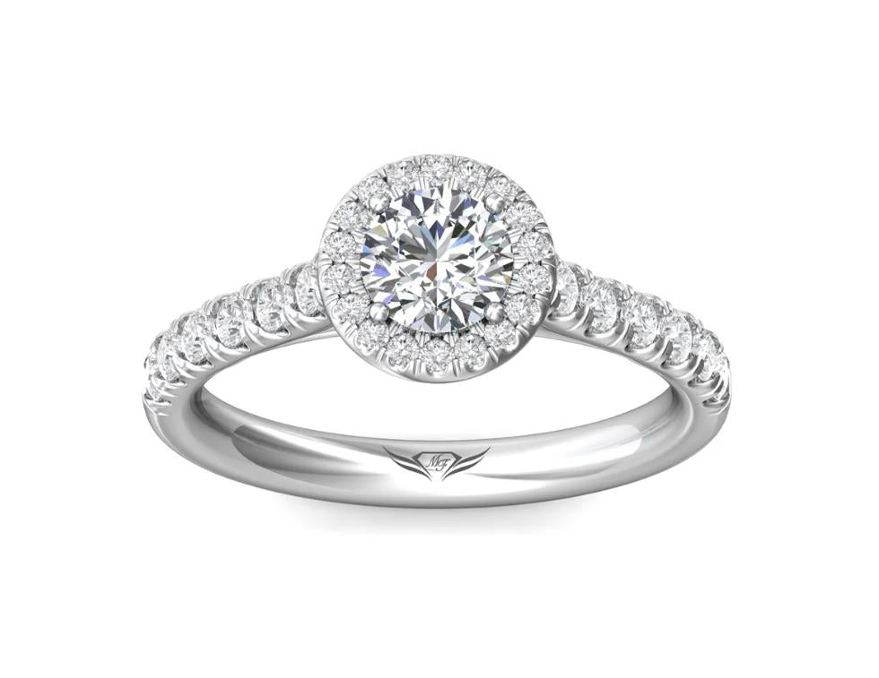 14k White Gold Diamond Halo Engagement Ring - Warwick Jewelers