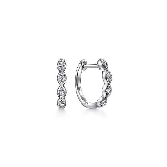 14K White Gold Diamond Huggie Earrings - Warwick Jewelers