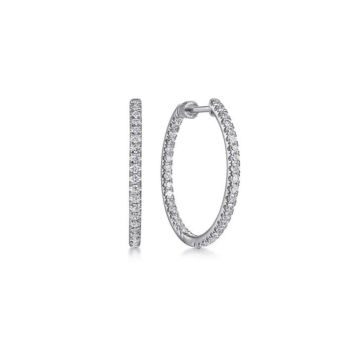 18 Karat White Gold 1.89 Cttw Diamond Inside Outside Hoop Earrings Made 18 Karat White Gold 1.89 Cttw Diamond Inside Outside Hoop Earrings Made
