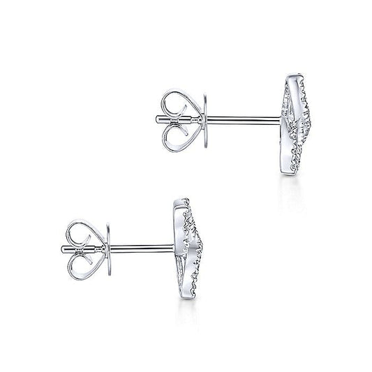 14K White Gold Open Floral Pave Diamond Stud Earrings - Warwick Jewelers