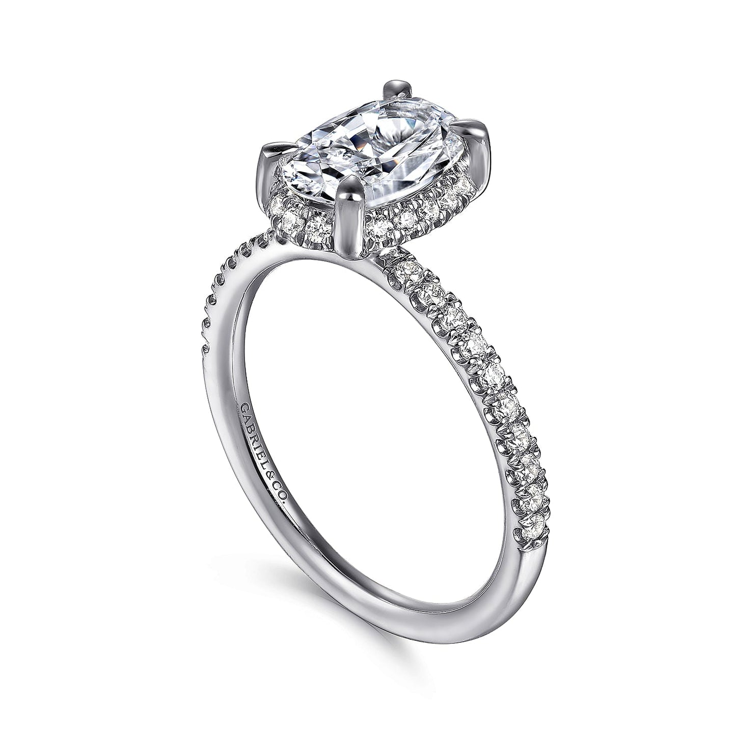 14K White Gold Oval Hidden Halo Diamond Engagement Ring - Warwick Jewelers