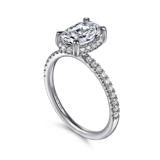 14K White Gold Oval Hidden Halo Diamond Engagement Ring - Warwick Jewelers