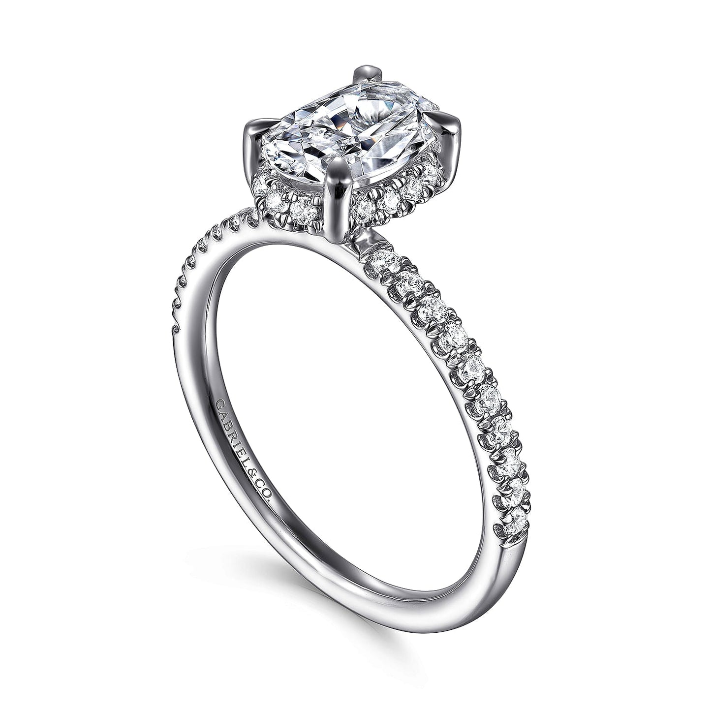 14K White Gold Oval Hidden Halo Diamond Engagement Ring - Warwick Jewelers