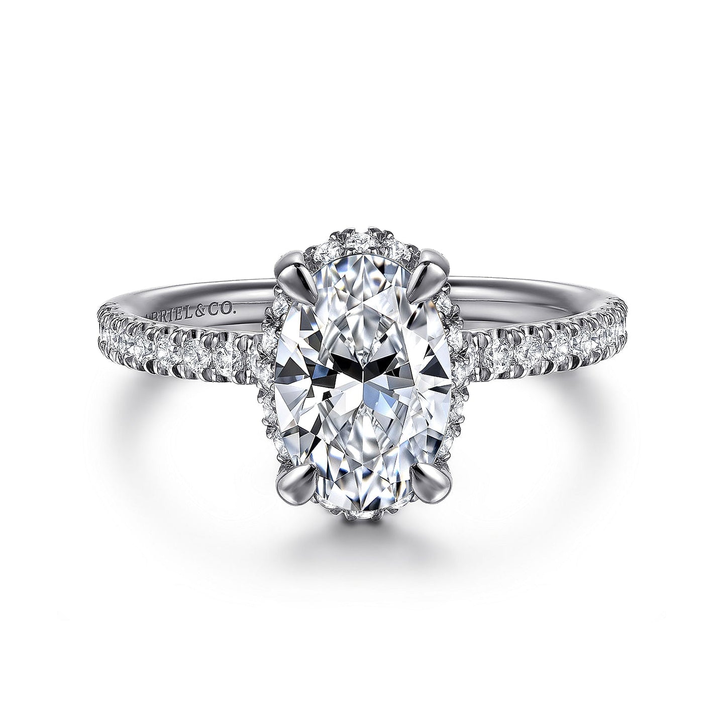 14K White Gold Oval Hidden Halo Diamond Engagement Ring - Warwick Jewelers