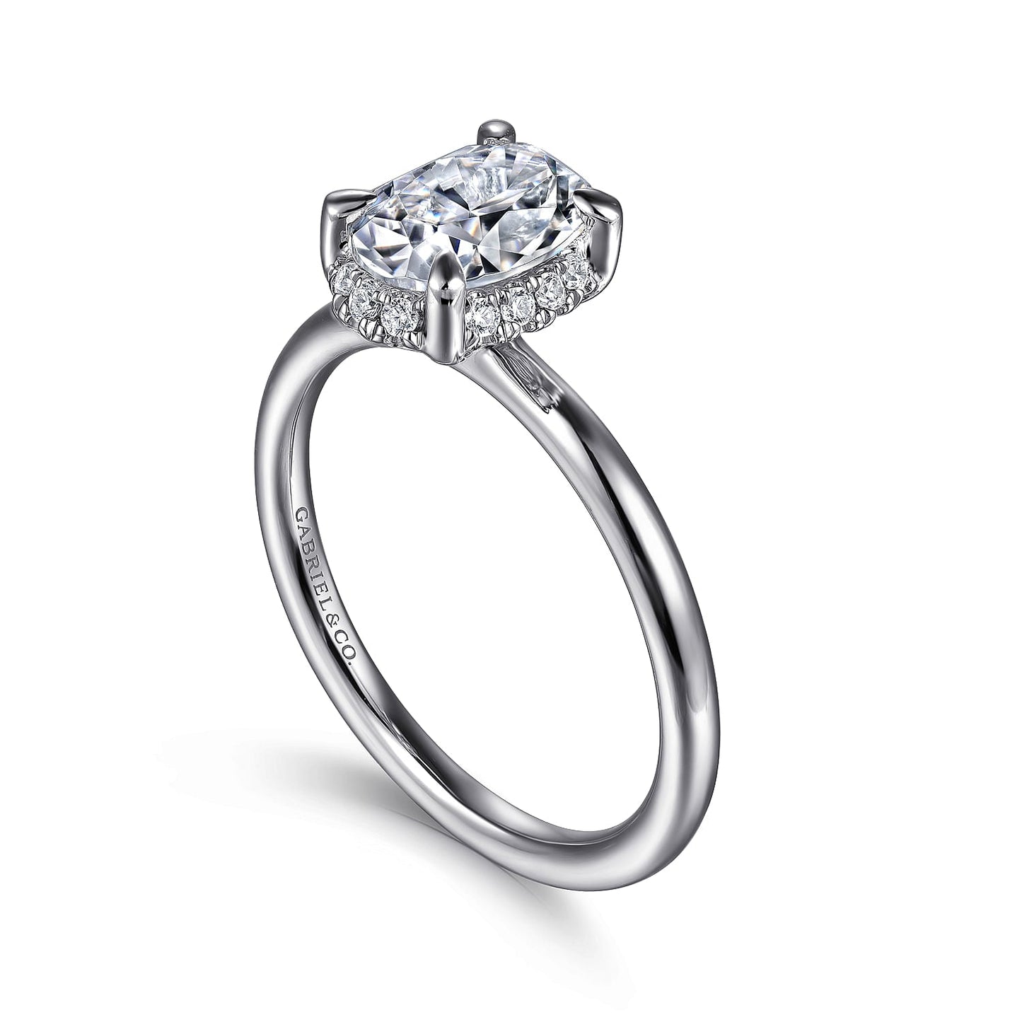 14K White Gold Oval Hidden Halo Diamond Engagement Ring - Warwick Jewelers