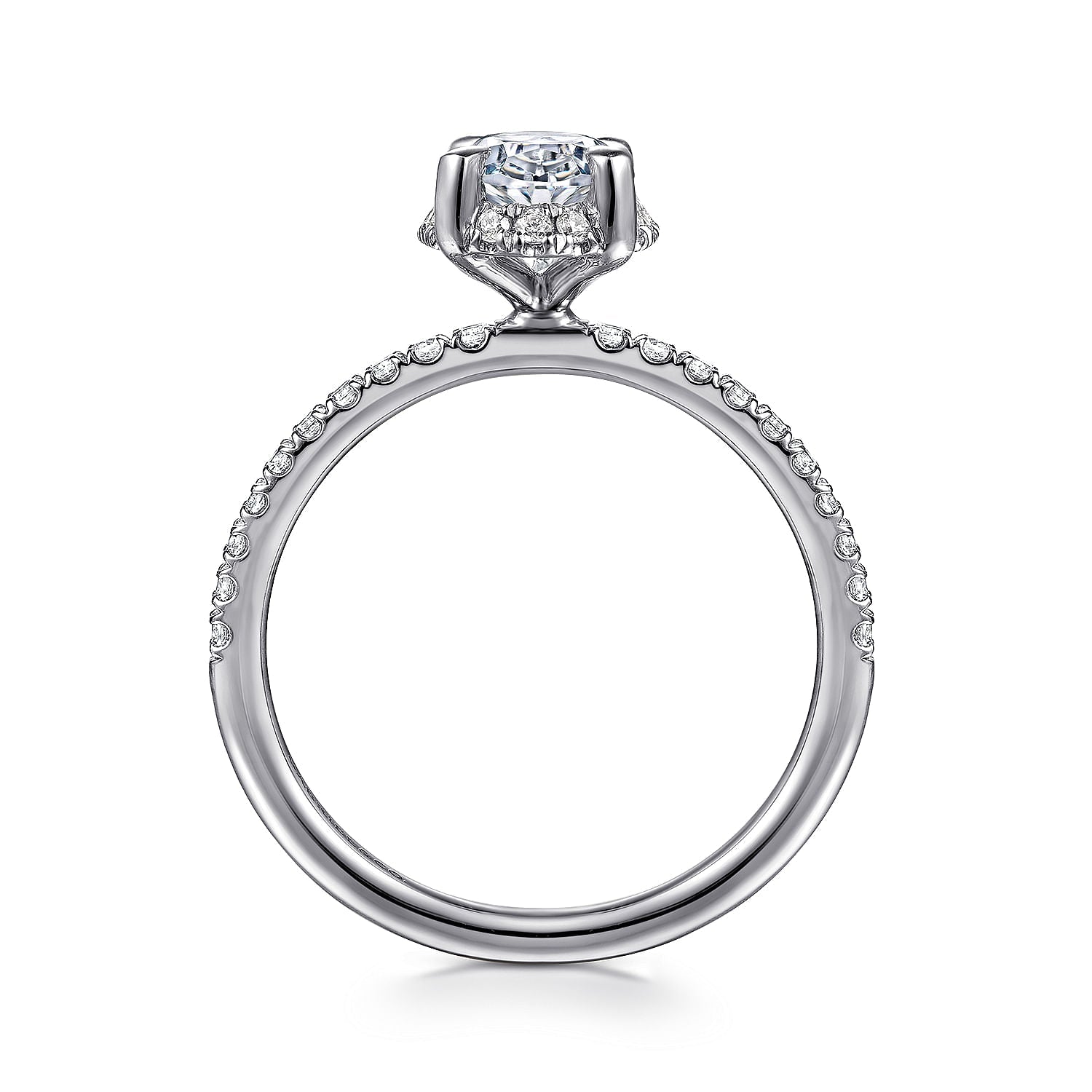 14K White Gold Oval Hidden Halo Diamond Engagement Ring - Warwick Jewelers