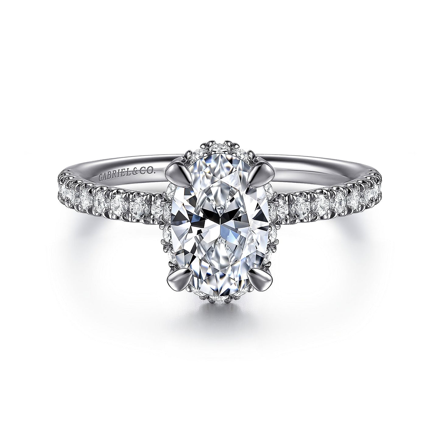 14K White Gold Oval Hidden Halo Diamond Engagement Ring - Warwick Jewelers