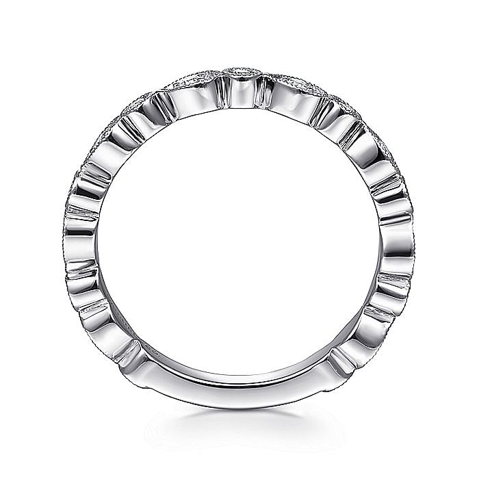 14K White Gold Pear and Round Station Stackable Diamond Ring - Warwick Jewelers