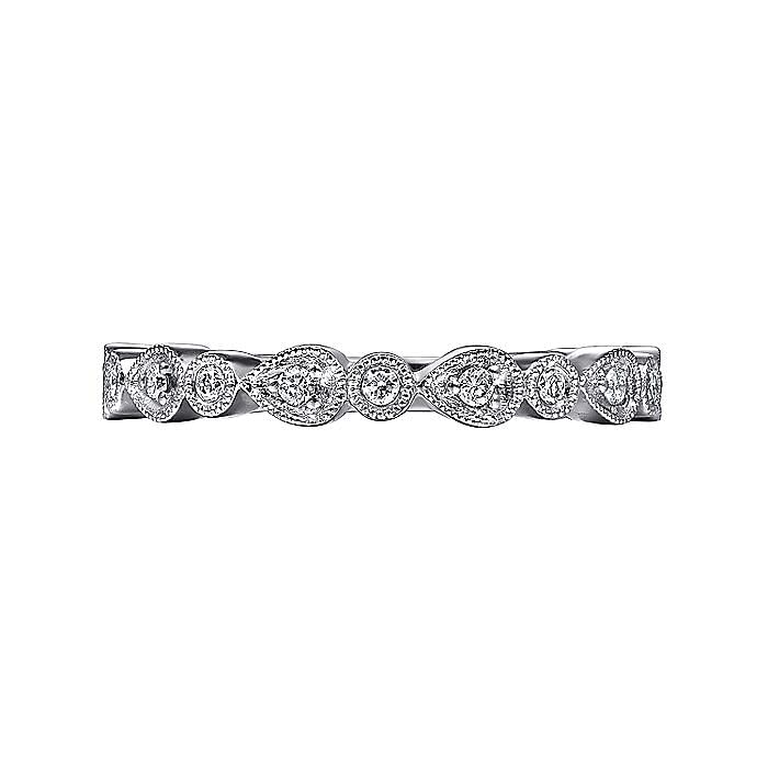14K White Gold Pear and Round Station Stackable Diamond Ring - Warwick Jewelers
