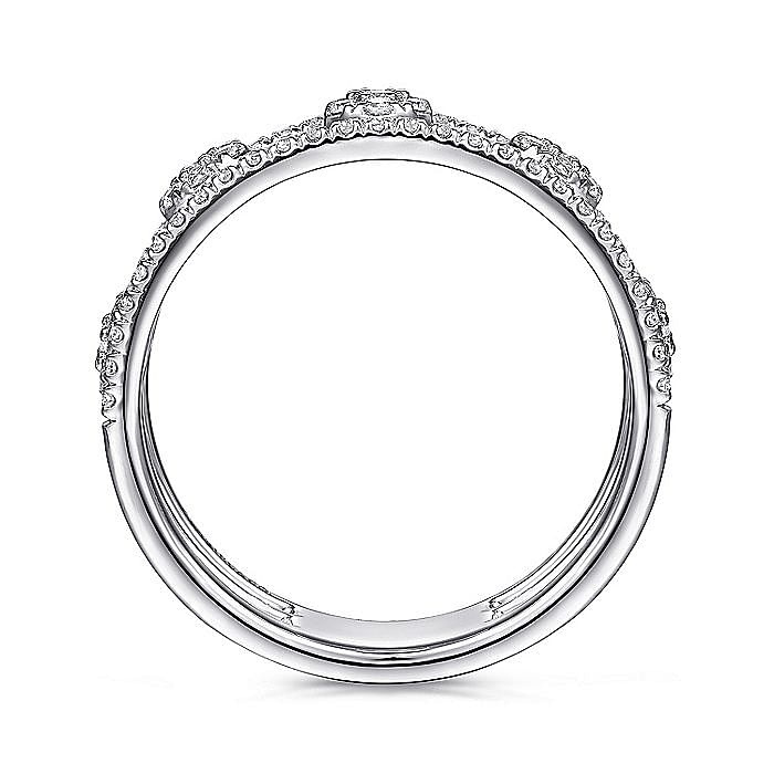 14K White Gold Round Diamond Station Ring - Warwick Jewelers