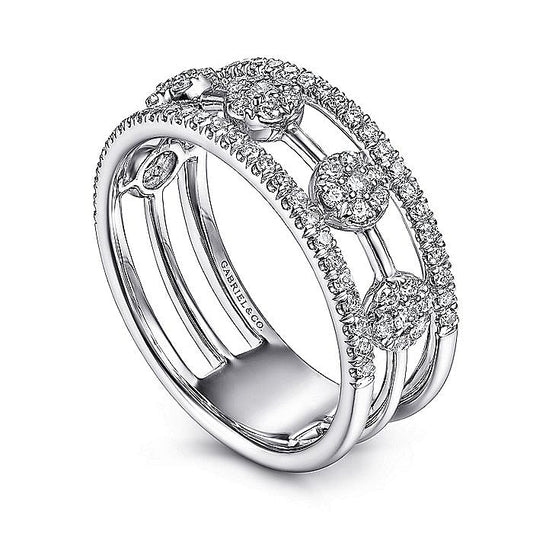 14K White Gold Round Diamond Station Ring - Warwick Jewelers