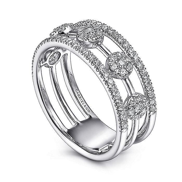 14K White Gold Round Diamond Station Ring - Warwick Jewelers
