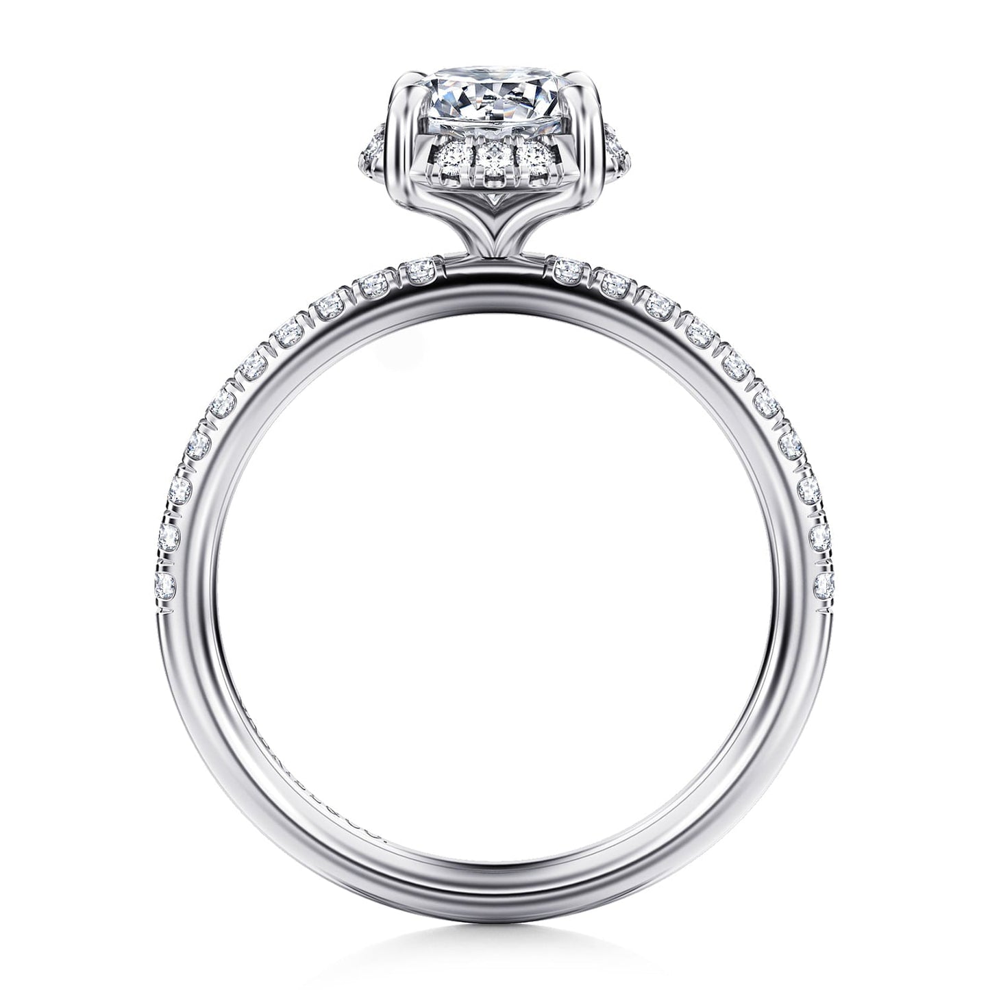 14K White Gold Round Hidden Halo Diamond Engagement Ring - Warwick Jewelers