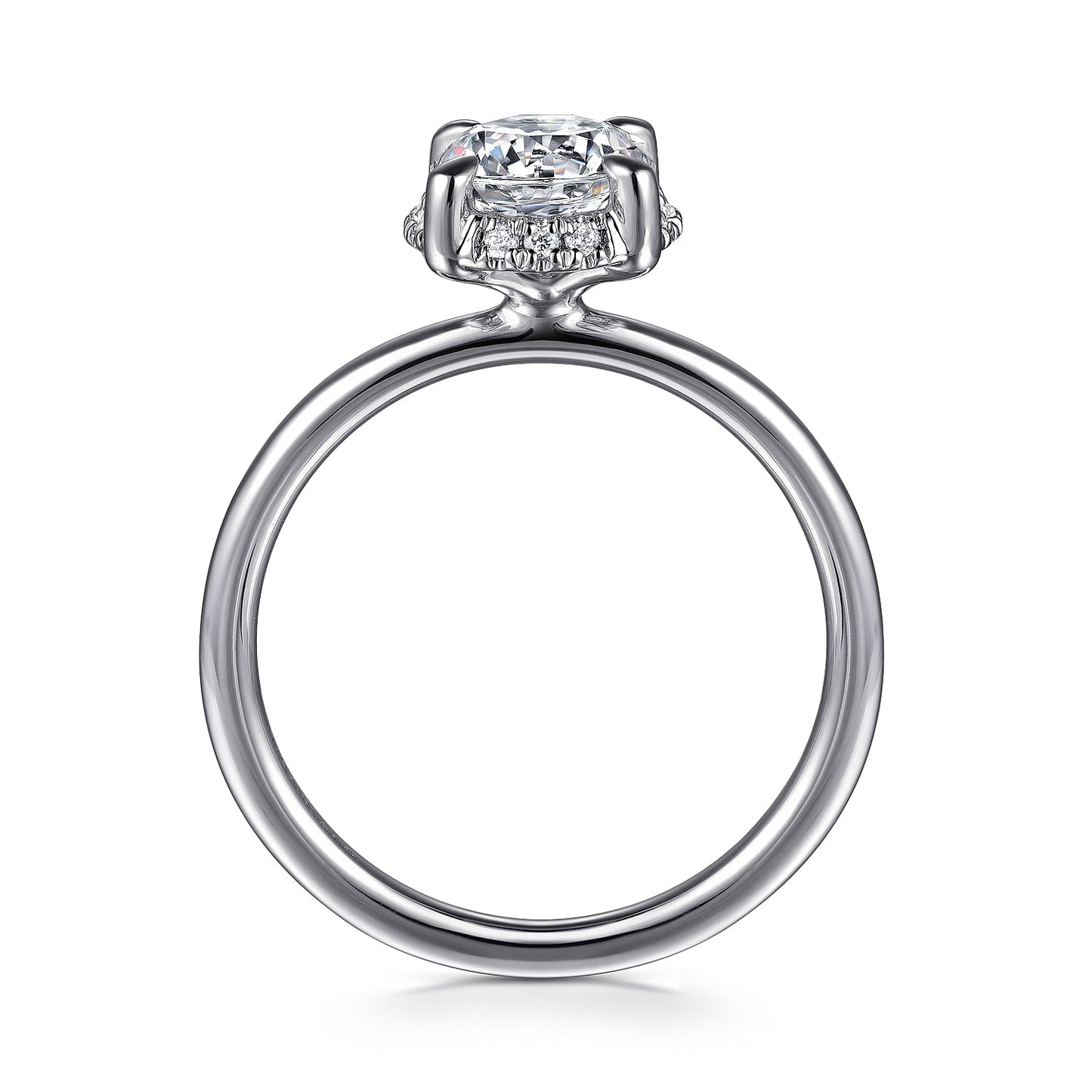 14K White Gold Round Hidden Halo Diamond Engagement Ring - Warwick Jewelers