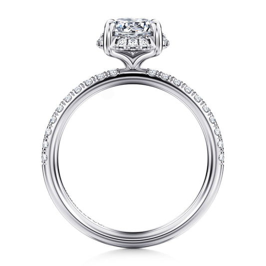 14K White Gold Round Hidden Halo Diamond Engagement Ring - Warwick Jewelers