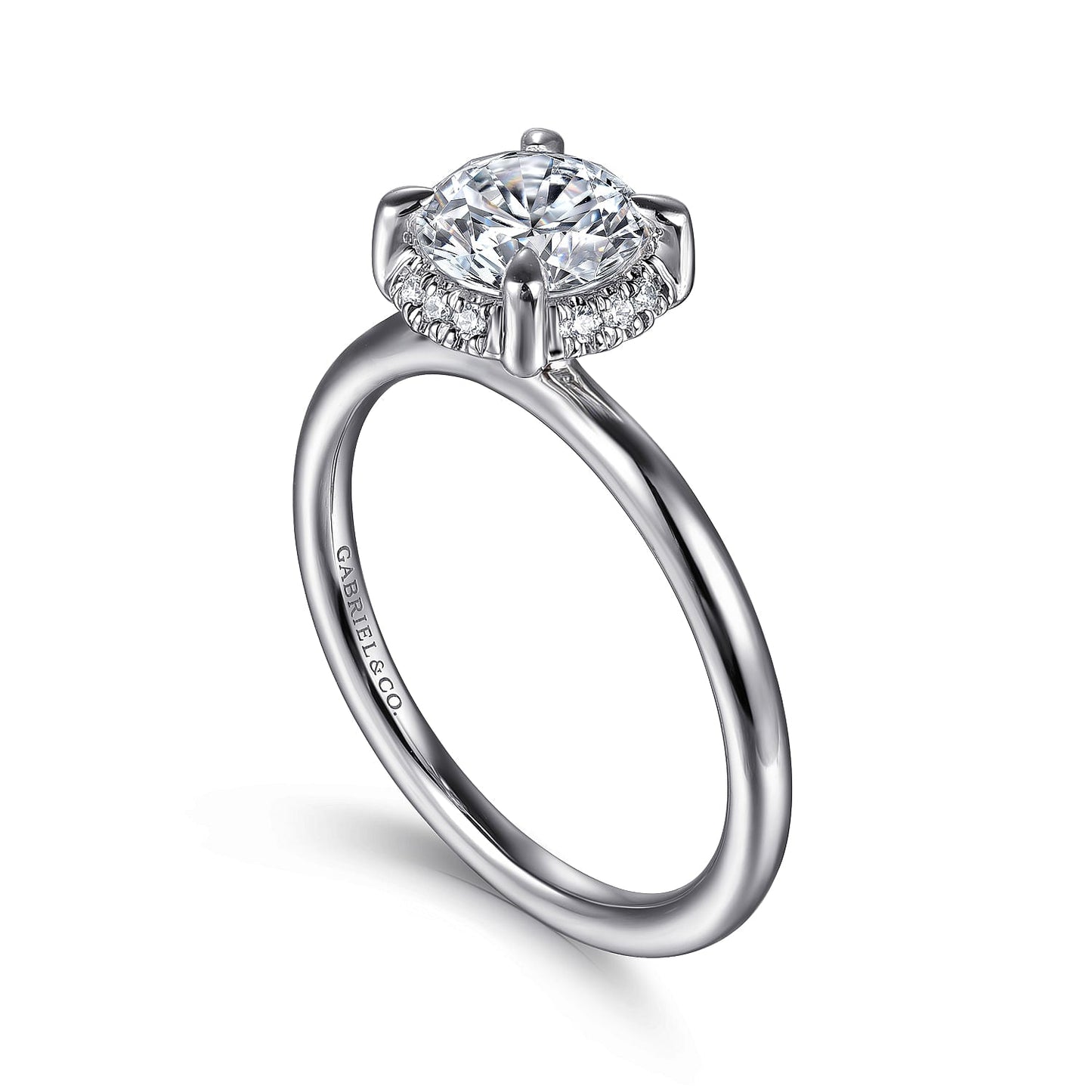 14K White Gold Round Hidden Halo Diamond Engagement Ring - Warwick Jewelers