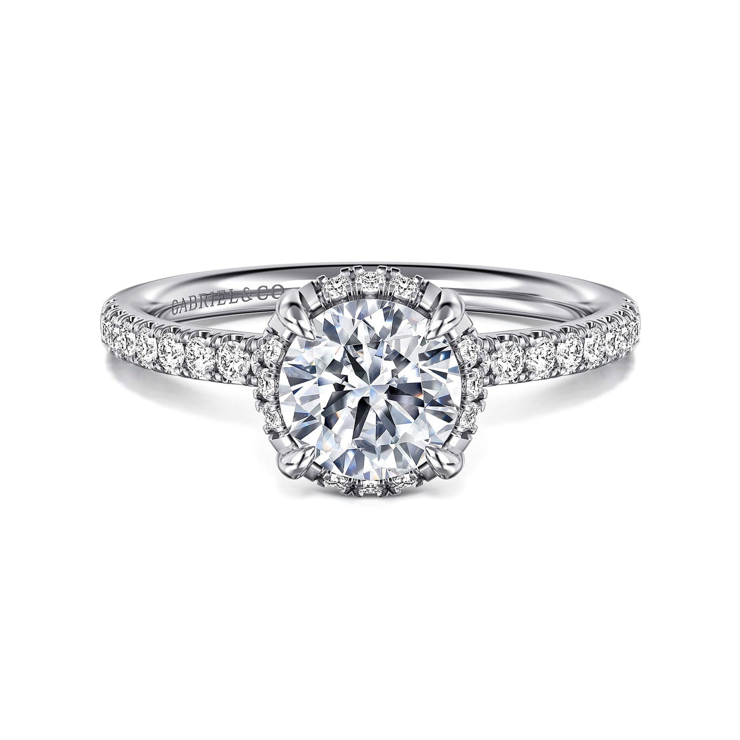 14K White Gold Round Hidden Halo Diamond Engagement Ring - Warwick Jewelers