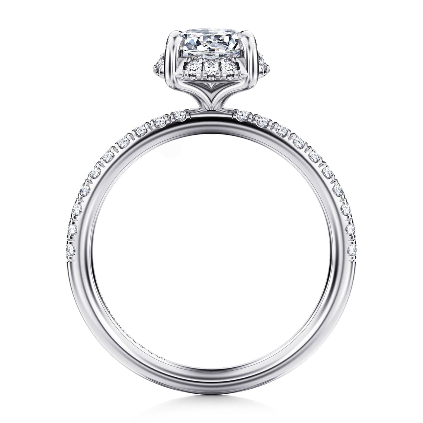 14K White Gold Round Hidden Halo Diamond Engagement Ring - Warwick Jewelers