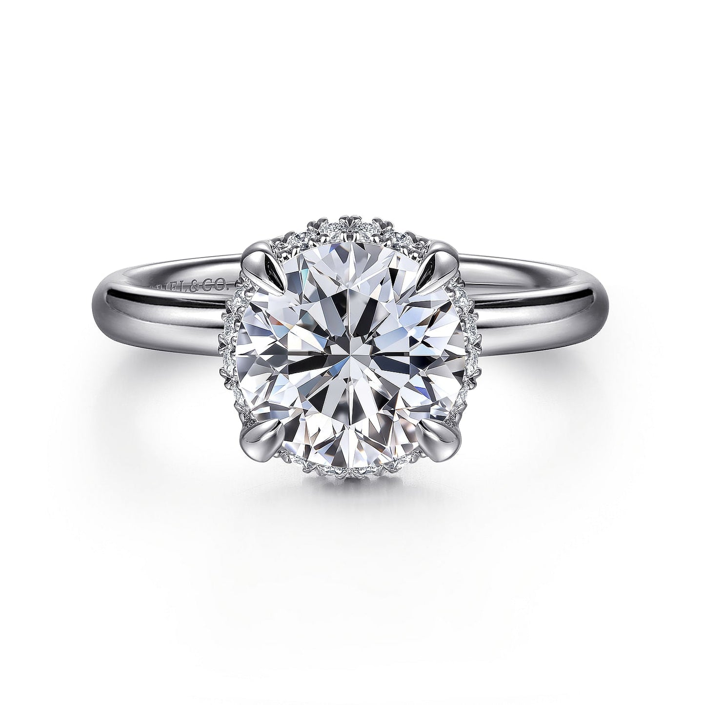 14K White Gold Round Hidden Halo Diamond Engagement Ring - Warwick Jewelers