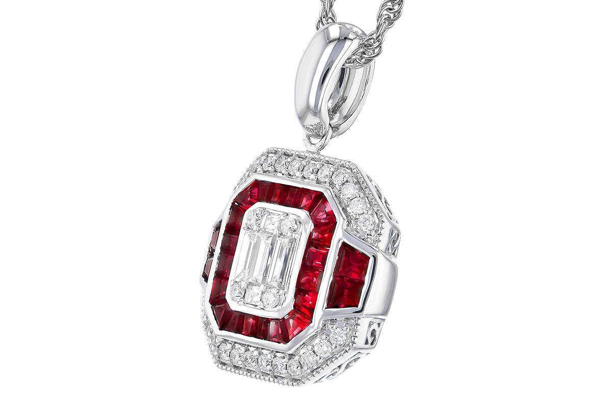 14K White Gold Ruby and Diamond Necklace - Warwick Jewelers