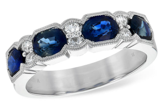 14k White Gold Sapphire and Diamond Ring - Warwick Jewelers