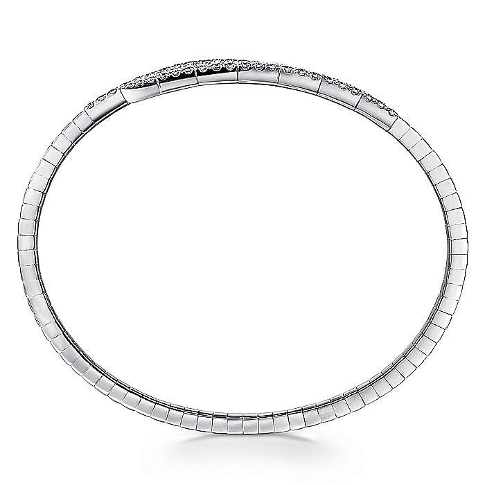 14K White Gold Split Bypass Diamond Bangle - Warwick Jewelers