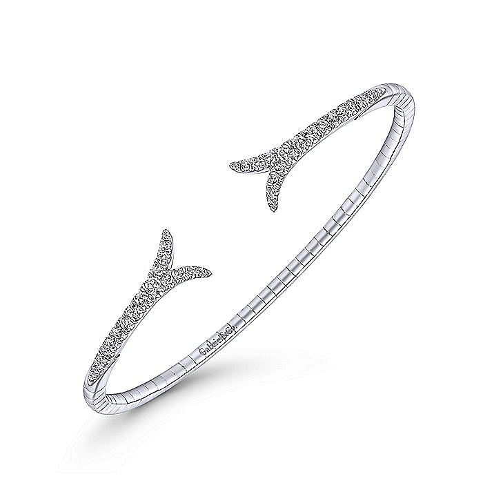 14K White Gold Split Diamond Bangle - Warwick Jewelers