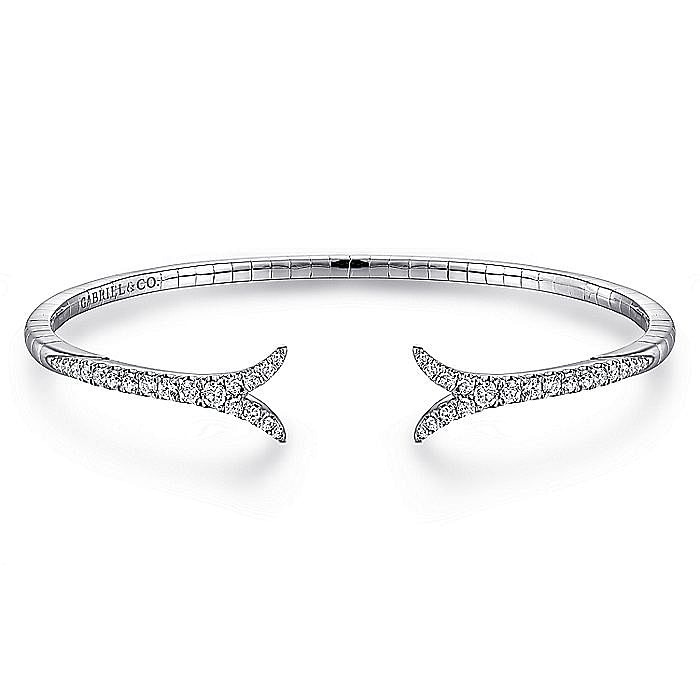 14K White Gold Split Diamond Bangle - Warwick Jewelers